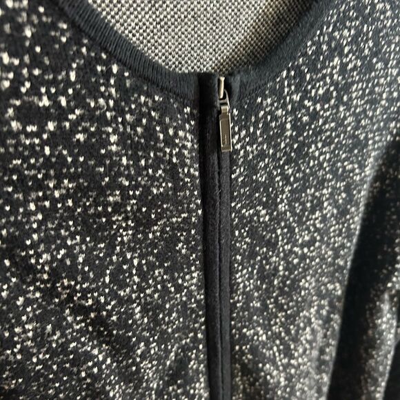 Nicole Miller Black and White Speckled Zip Up Cardigan Medium - Picture 14 of 15